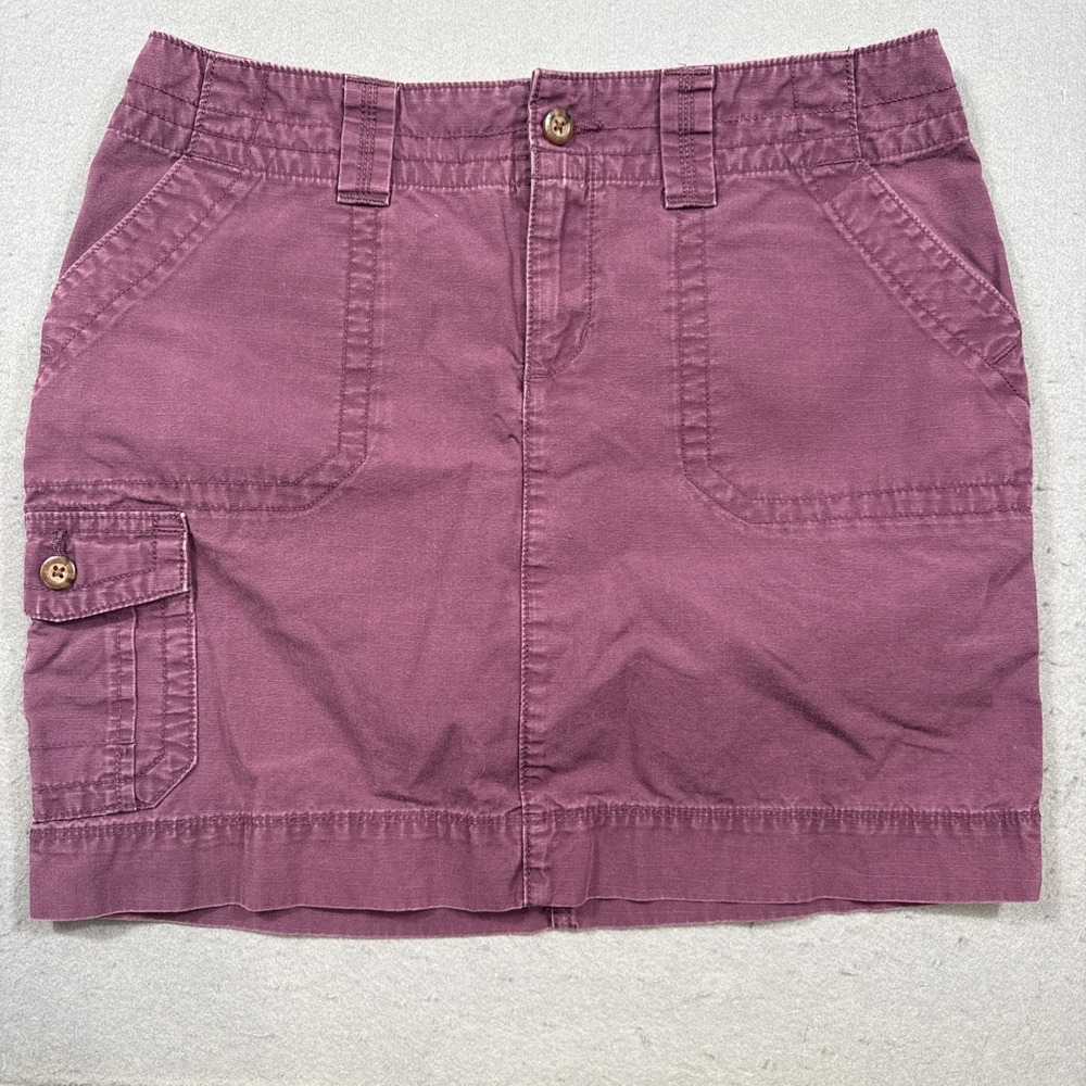 Eddie Bauer RIPSTOP  Skirt Cargo BURGANDY With Pockets Size 12 WOMENS